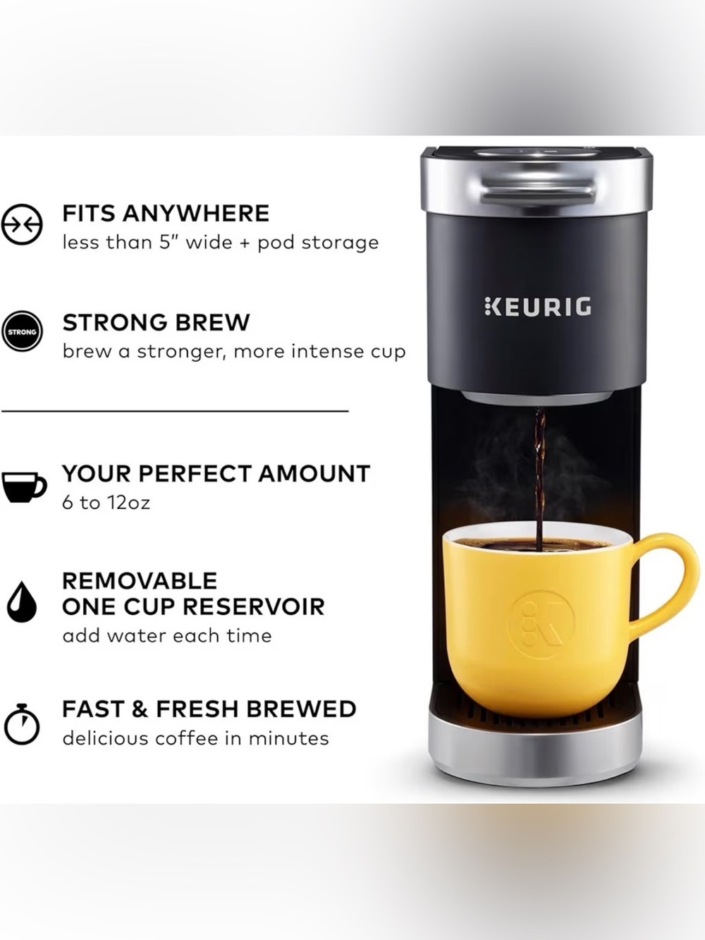 NEW Keurig K-Mini Plus Single Serve Coffee Maker- Black - Picture 2 of 9